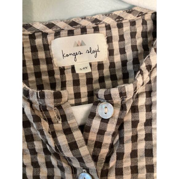 Kanges Sløjd Gingham Dress Adorable Brown & Cream Check Sz 5-6 Y Cottagecore - Picture 3 of 6